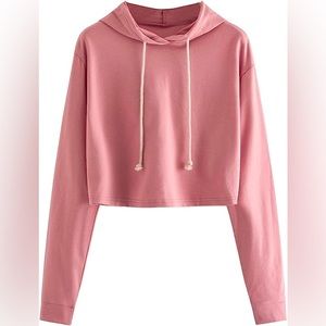 Women's Cropped Hoodie Casual Workout Crop Sweatshirt Tops